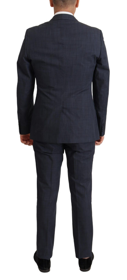  - Elegant Dark Blue Cotton Three Piece Martini Suit