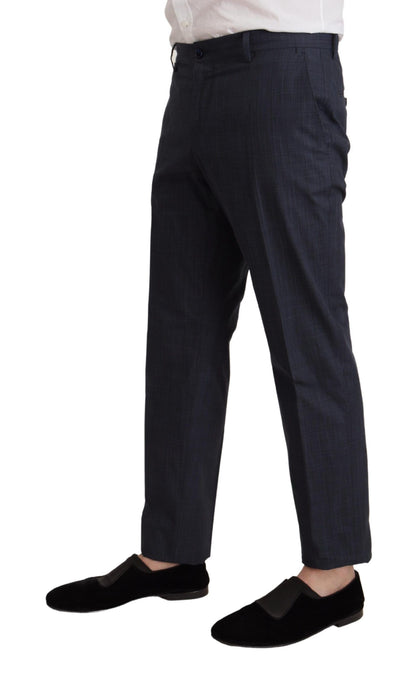  - Elegant Dark Blue Cotton Three Piece Martini Suit