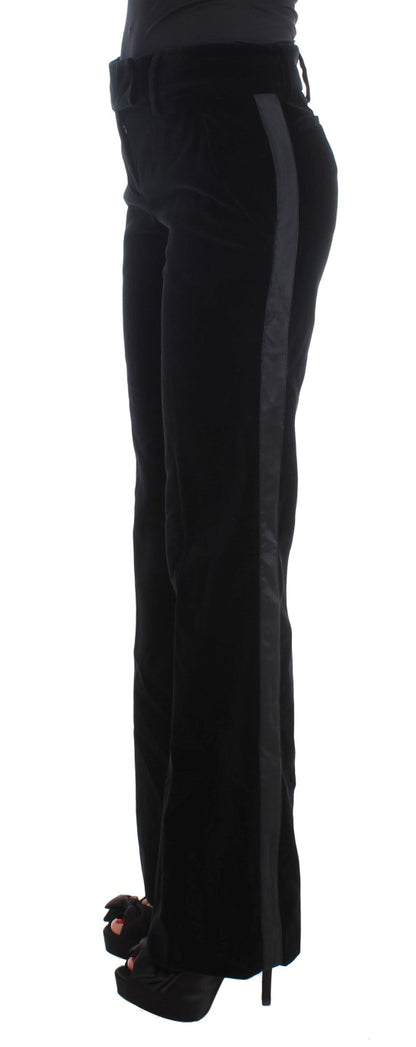  - Elegant Black Wide Leg Silk Blend Pants