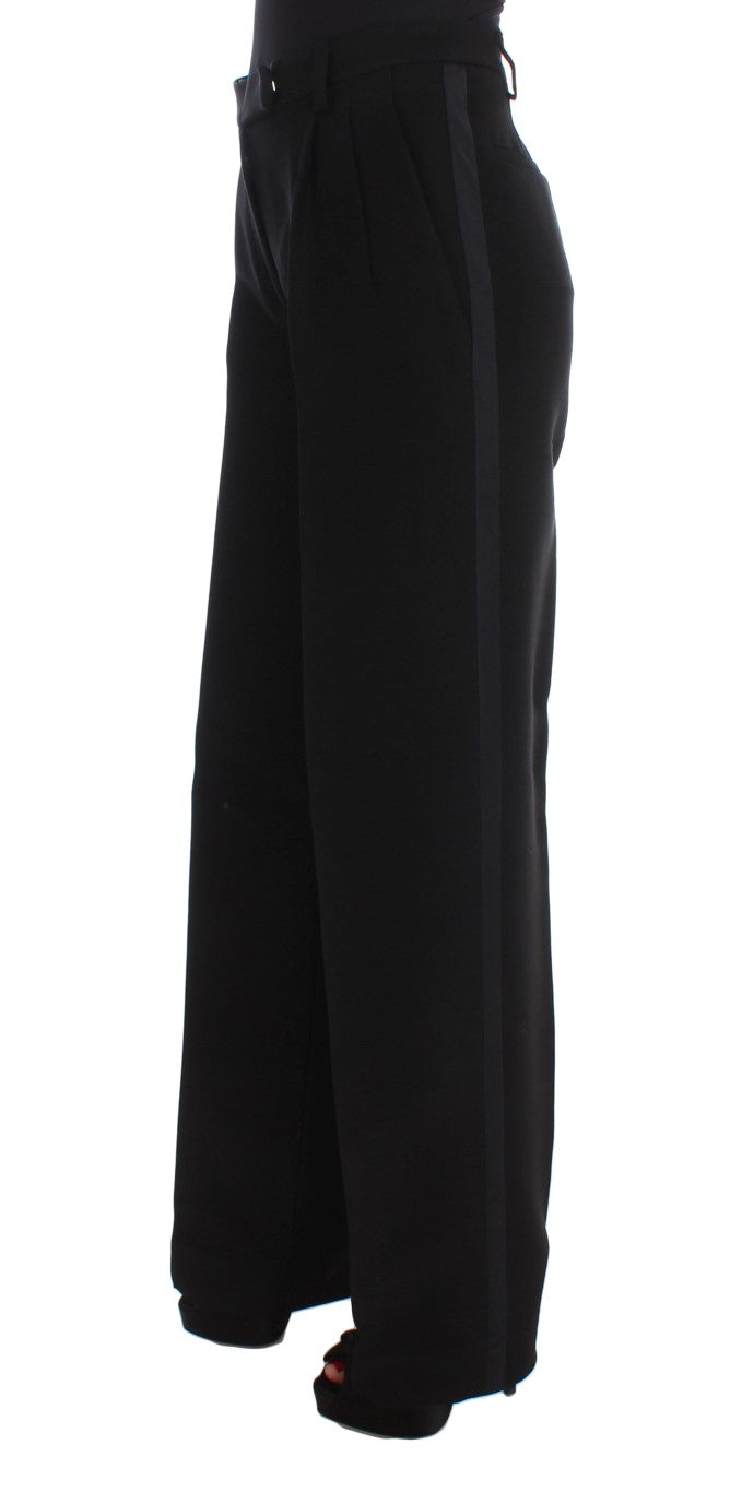  - Chic Black Wide Leg Silk Blend Jeans