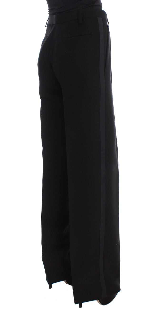  - Chic Black Wide Leg Silk Blend Jeans