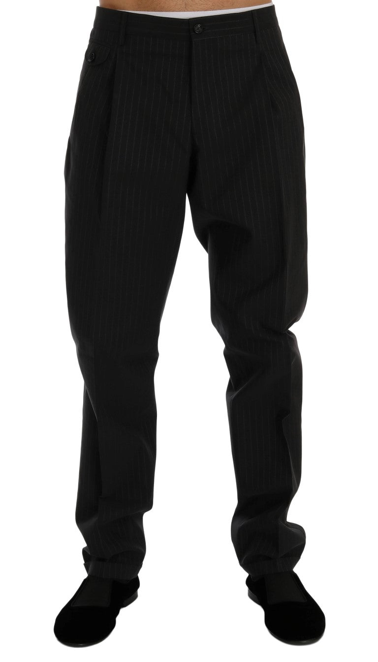 Elegant Striped Straight Fit Dress Trousers - The Luxe Alliance