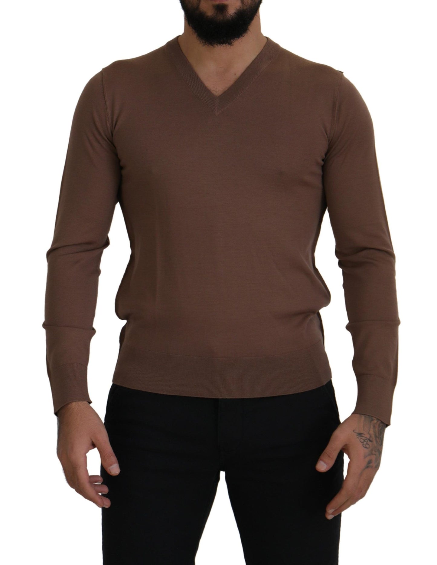  - Elegant Virgin Wool V-Neck Pullover Sweater