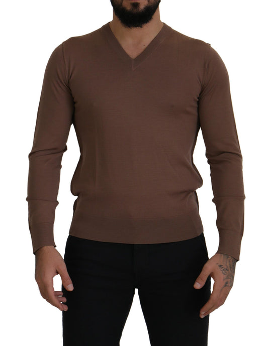  - Elegant Virgin Wool V-Neck Pullover Sweater