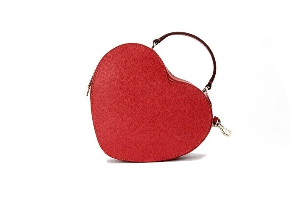  - Love Shack Candied Cherry Saffiano Top Handle Heart Crossbody Handbag Red