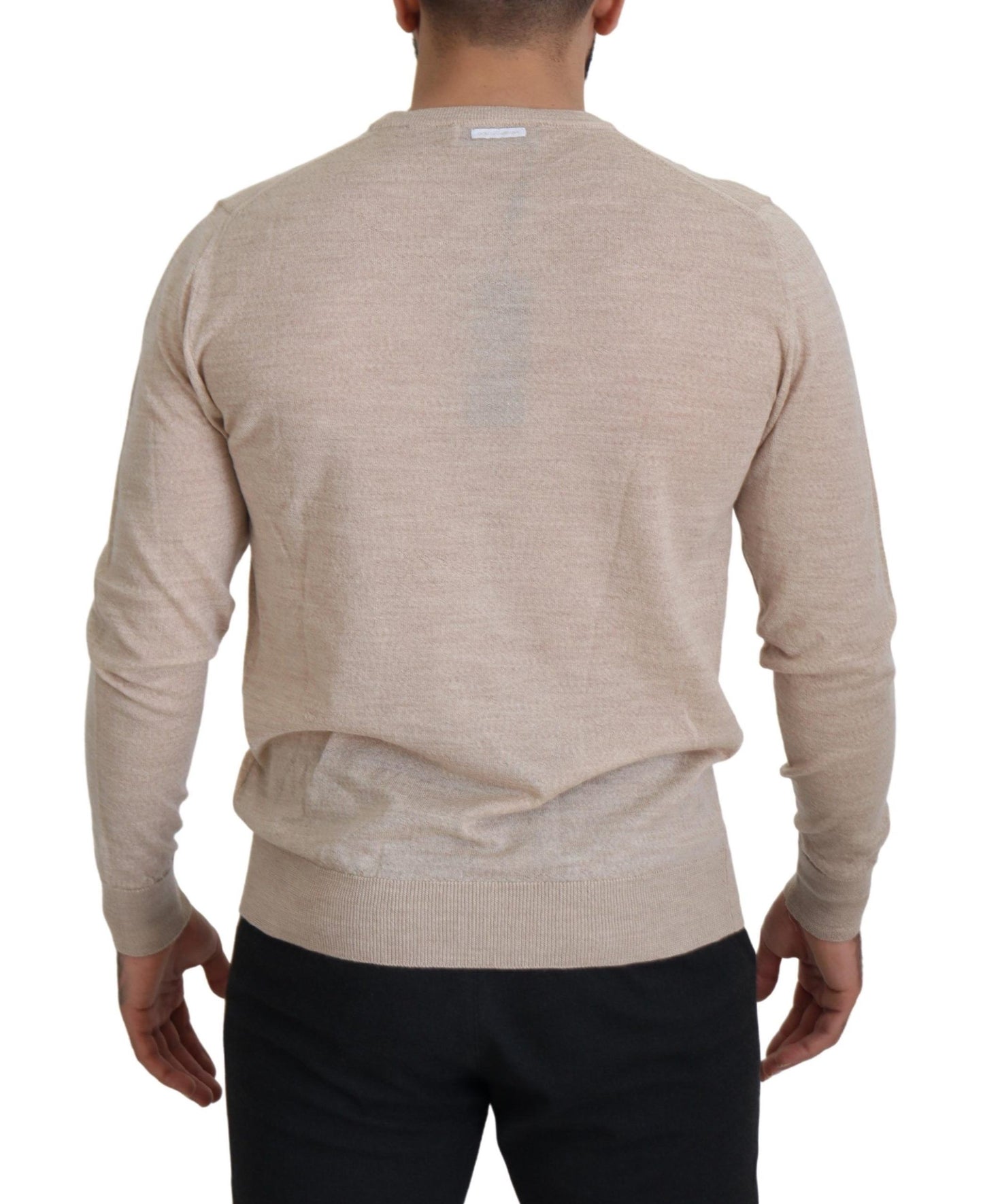  - Elegant Beige Crewneck Wool Sweater