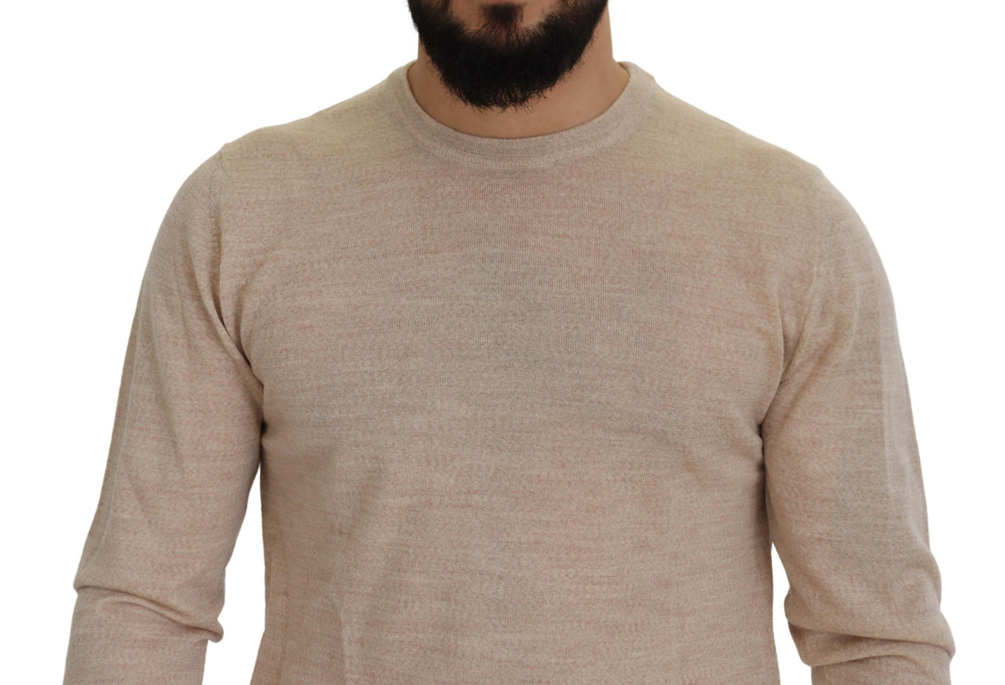  - Elegant Beige Crewneck Wool Sweater