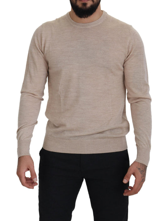  - Elegant Beige Crewneck Wool Sweater