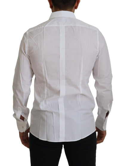  - Elegant White Peacock Feather Dress Shirt