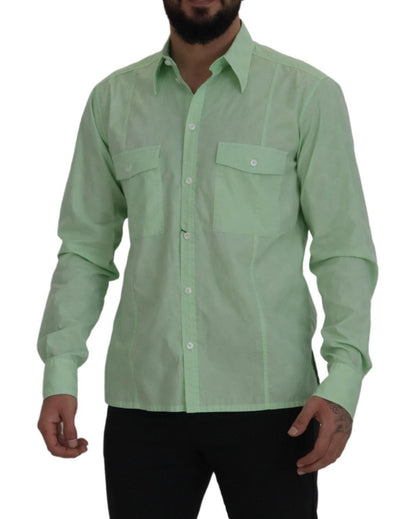  - Mint Green Slim Fit Casual Button-Down Shirt