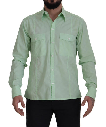  - Mint Green Slim Fit Casual Button-Down Shirt