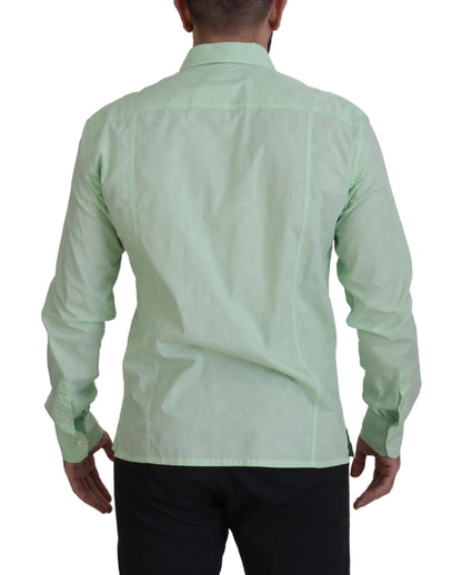  - Mint Green Slim Fit Casual Button-Down Shirt