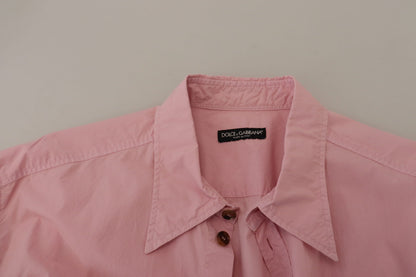  - Elegant Pink Casual Cotton Shirt