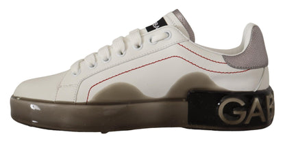  - Elegant White Leather Sneakers