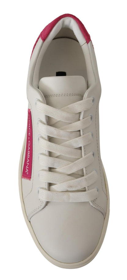  - Elegant White Leather Low-Top Sneakers