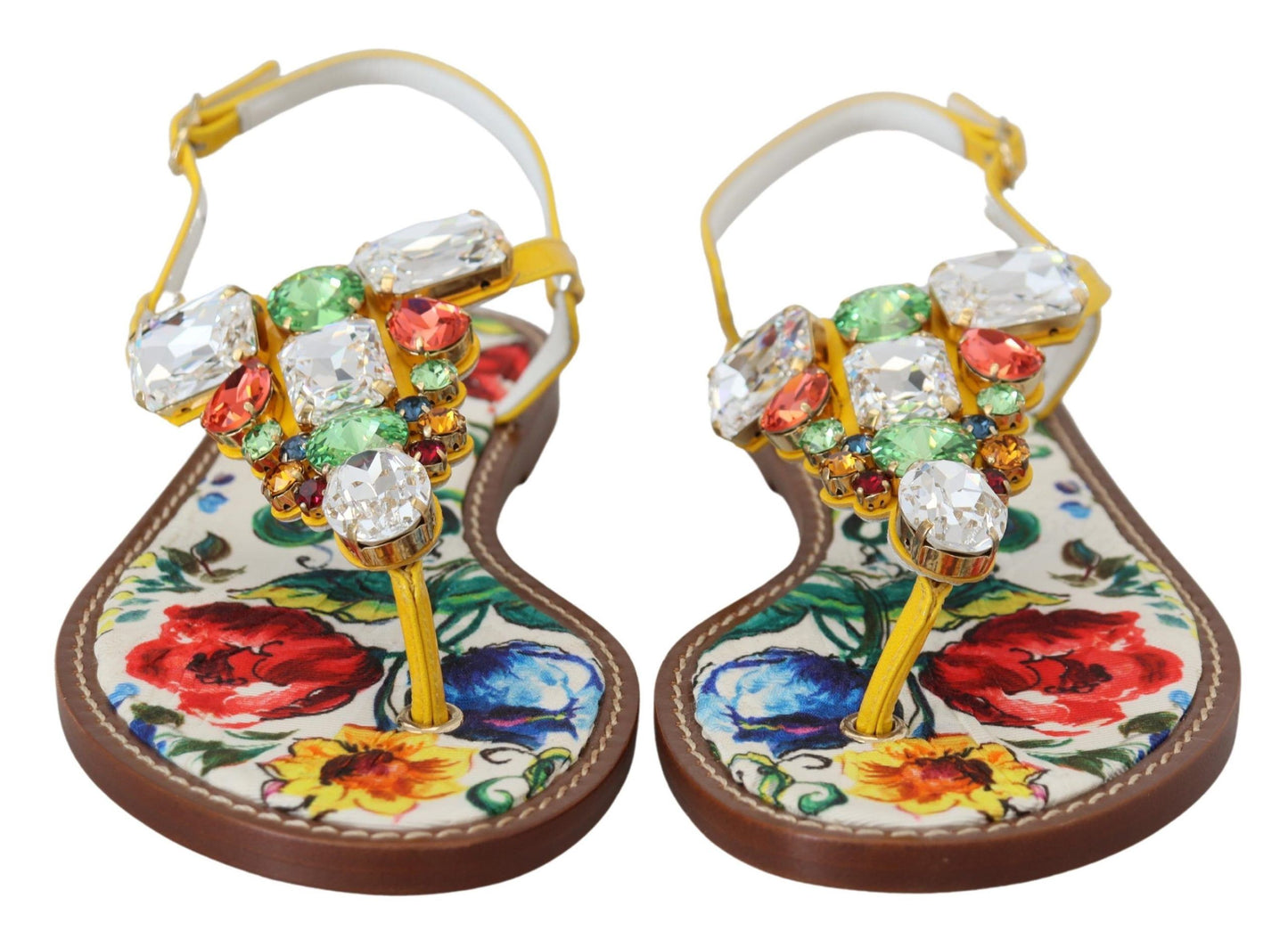  - Majolica Crystal Embellished Leather Sandals