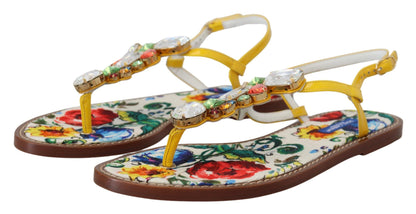  - Majolica Crystal Embellished Leather Sandals