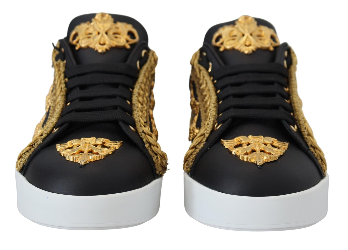 Portofino Leather Sneakers in Black & Gold