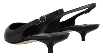  - Elegant Black Leather Slingback Pumps