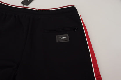  - Elegant Black Jogging Sweatpants with Red Detail