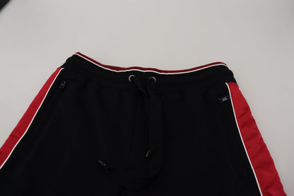  - Elegant Black Jogging Sweatpants with Red Detail