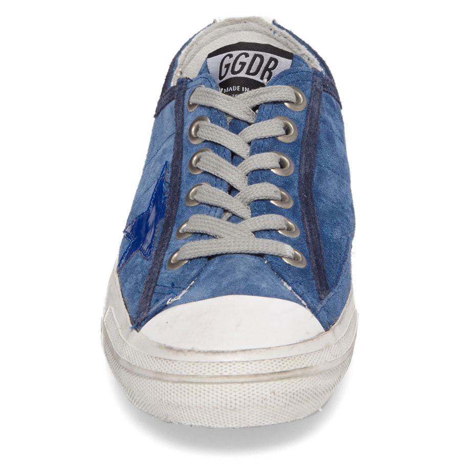 Chic Blue Suede Low-Top Sneakers - The Luxe Alliance