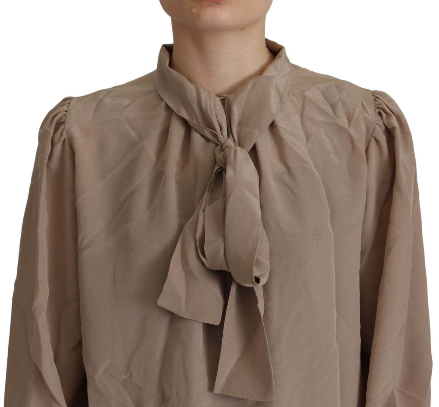  - Elegant Silk Ascot Collar Blouse