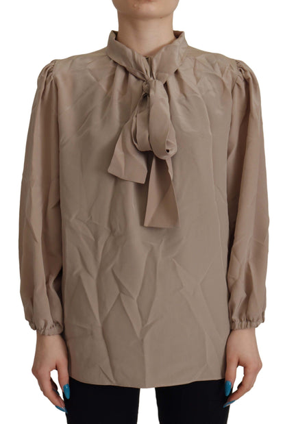  - Elegant Silk Ascot Collar Blouse