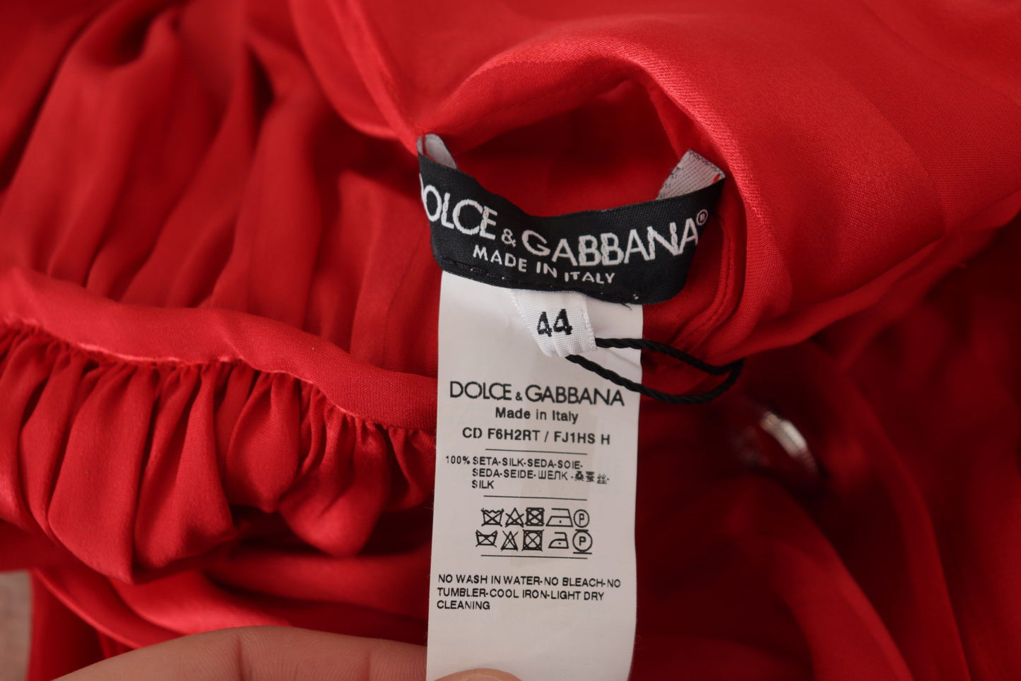 Elegant Red Silk Midi Dress with Button Detail by Dolce & Gabbana