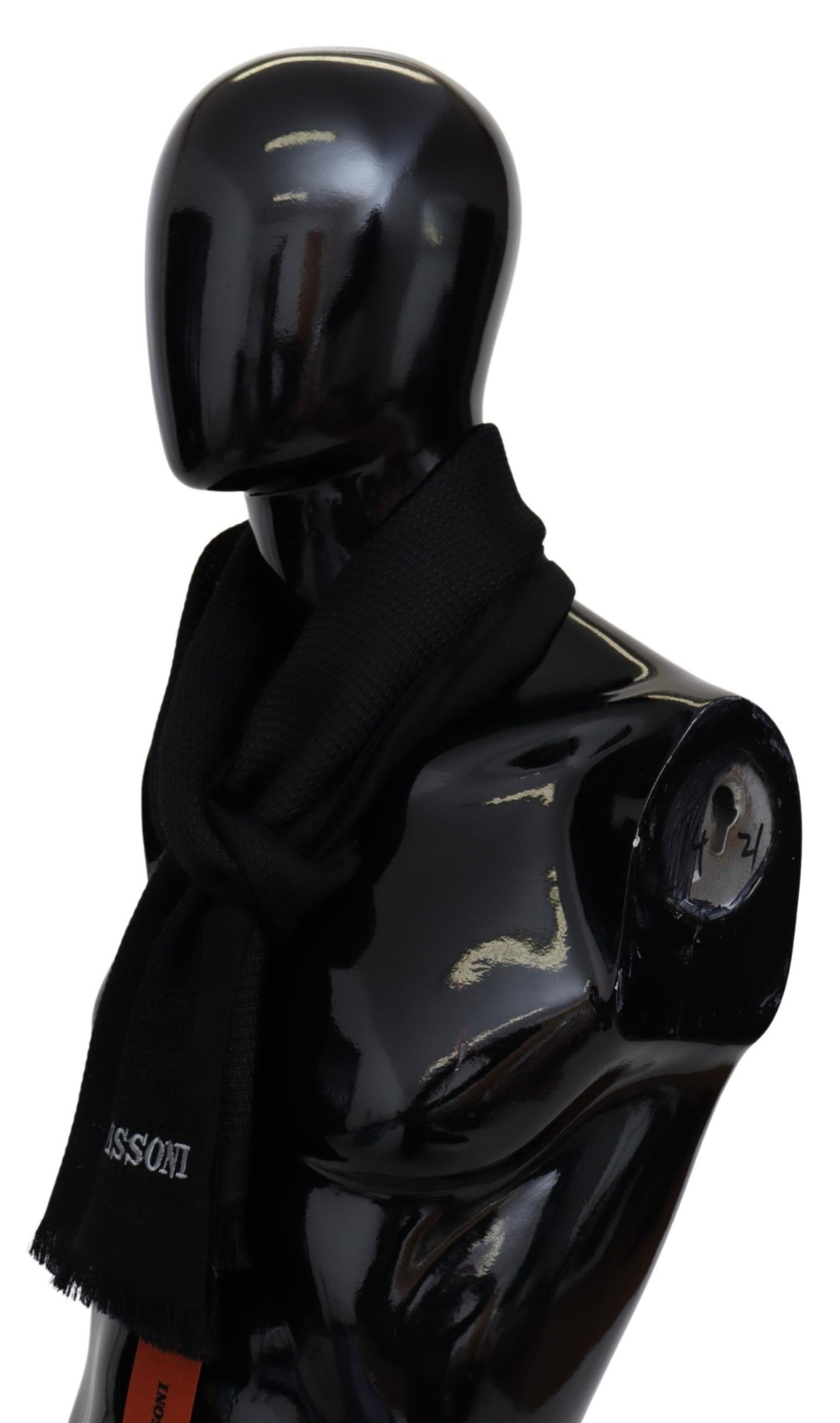  - Black Wool Blend Unisex Neck Wrap Fringes Men's Scarf