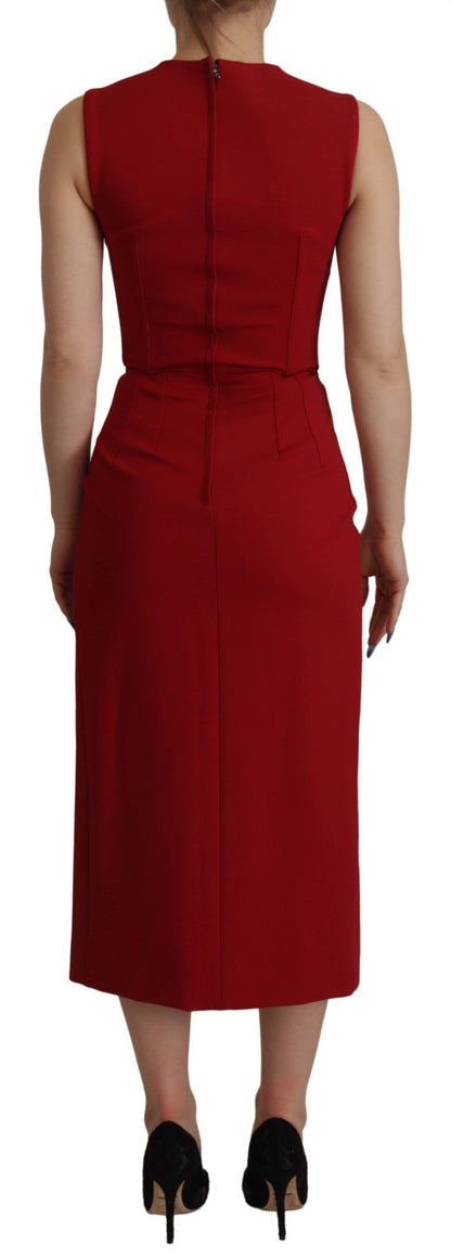  - Elegant Red Bodycon Midi Dress