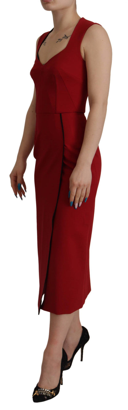  - Elegant Red Bodycon Midi Dress