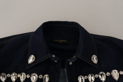  - Elegant Crystal-Embellished Denim Jacket