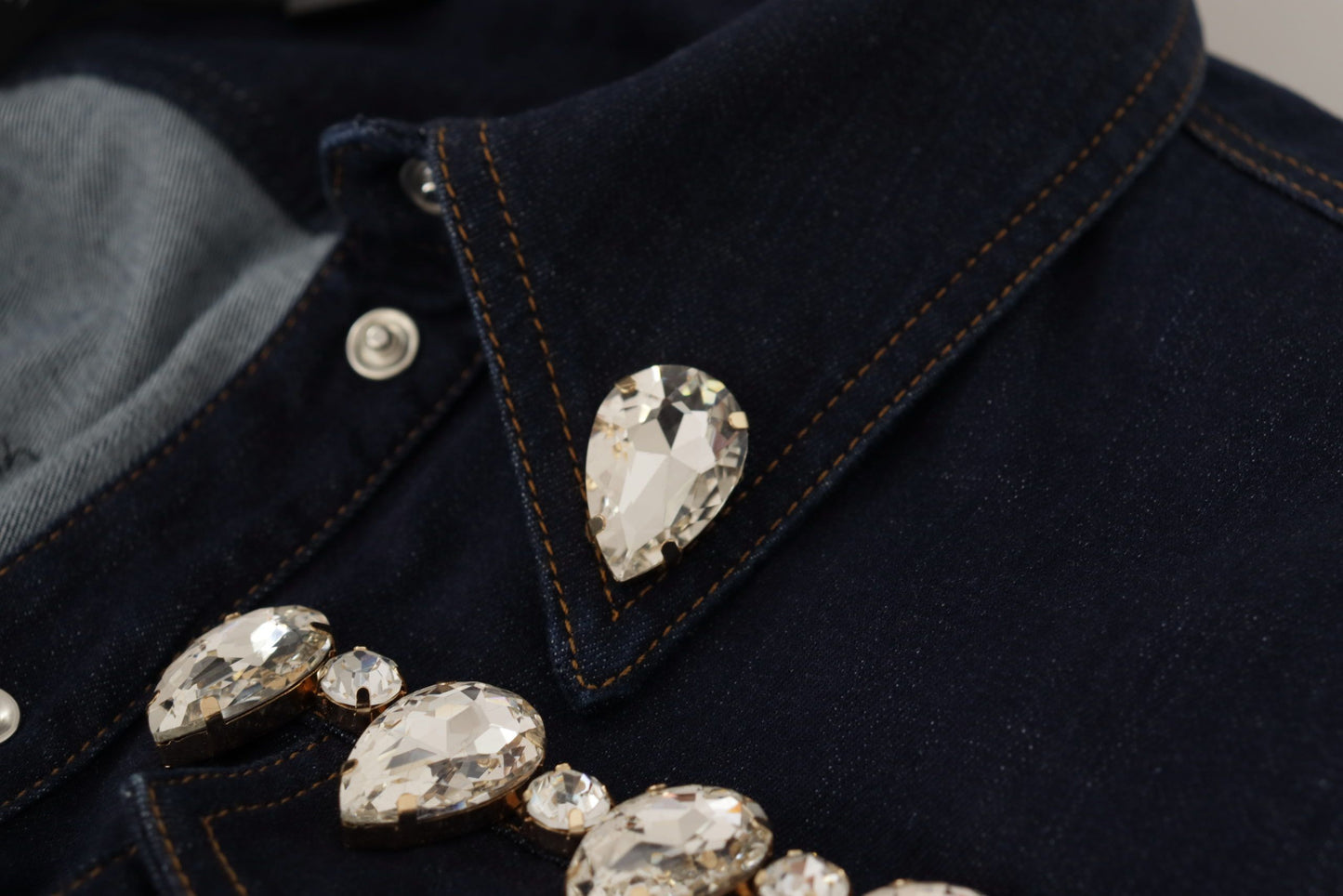  - Elegant Crystal-Embellished Denim Jacket