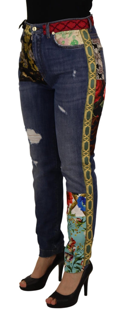  - High Waist Patchwork Skinny Denim