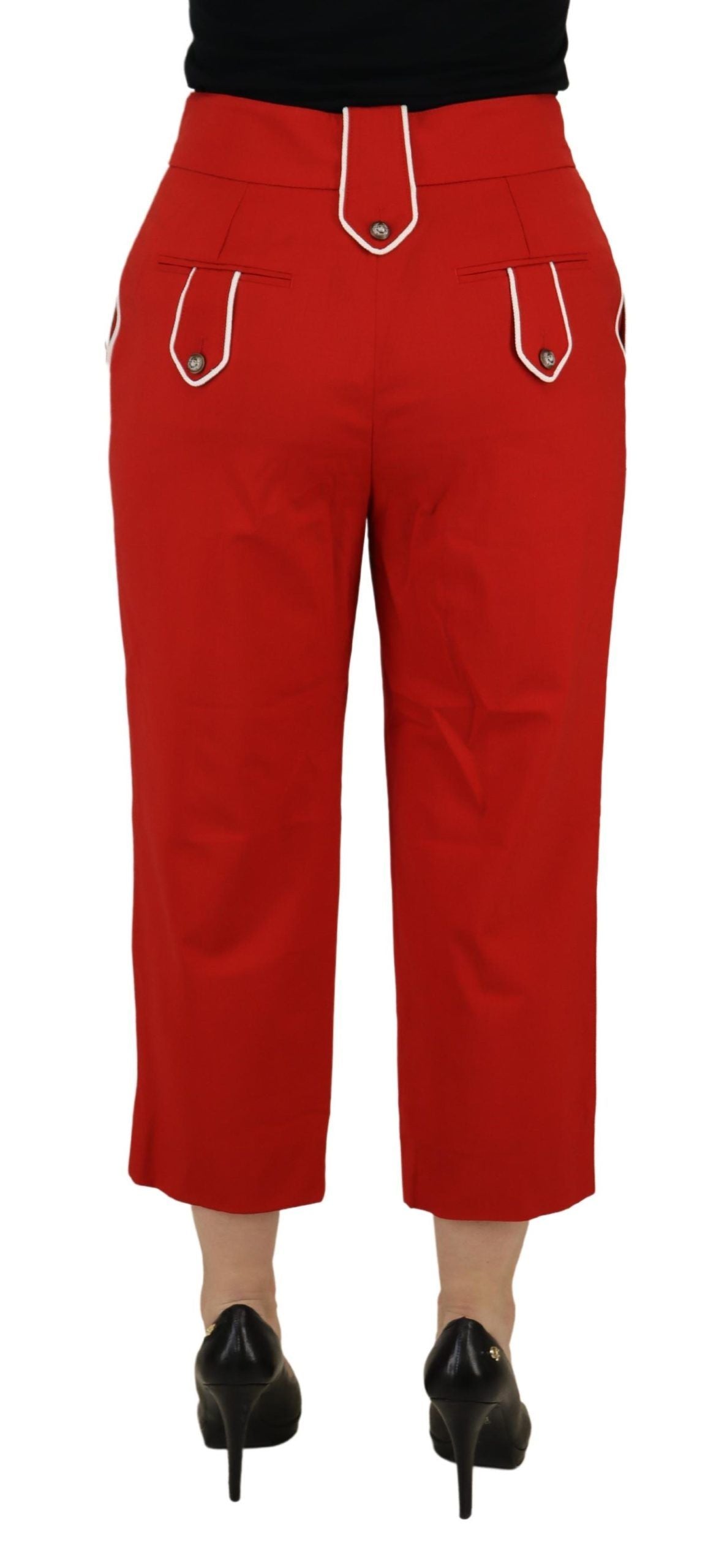  - Elegant Red High-Waist Cropped Pants