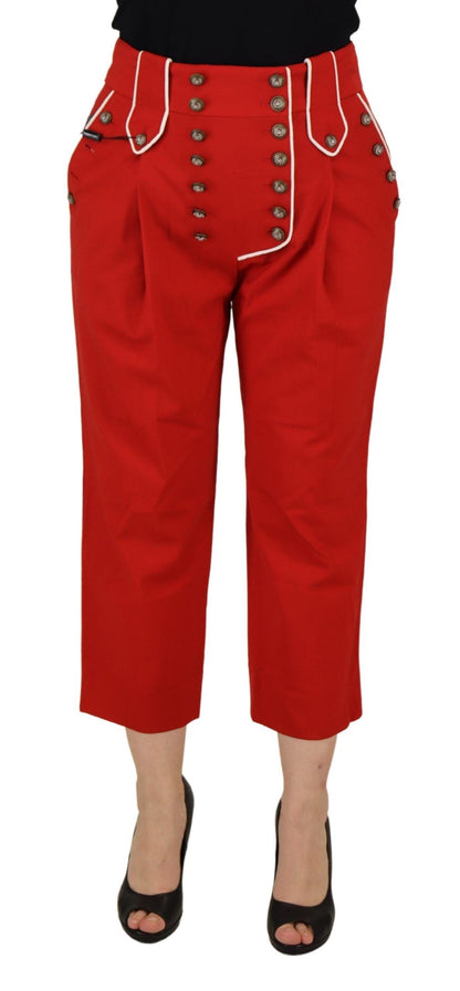  - Elegant Red High-Waist Cropped Pants