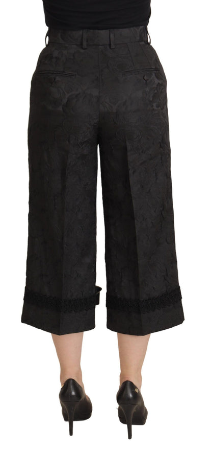  - Elegant Black Brocade Cropped Pants