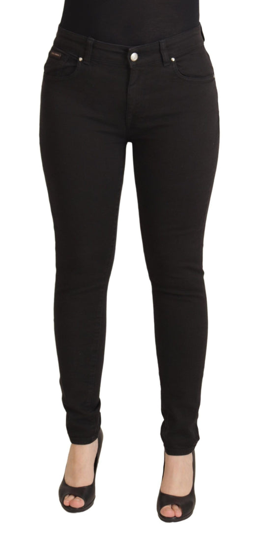  - Sleek Black Cotton Stretch Skinny Jeans