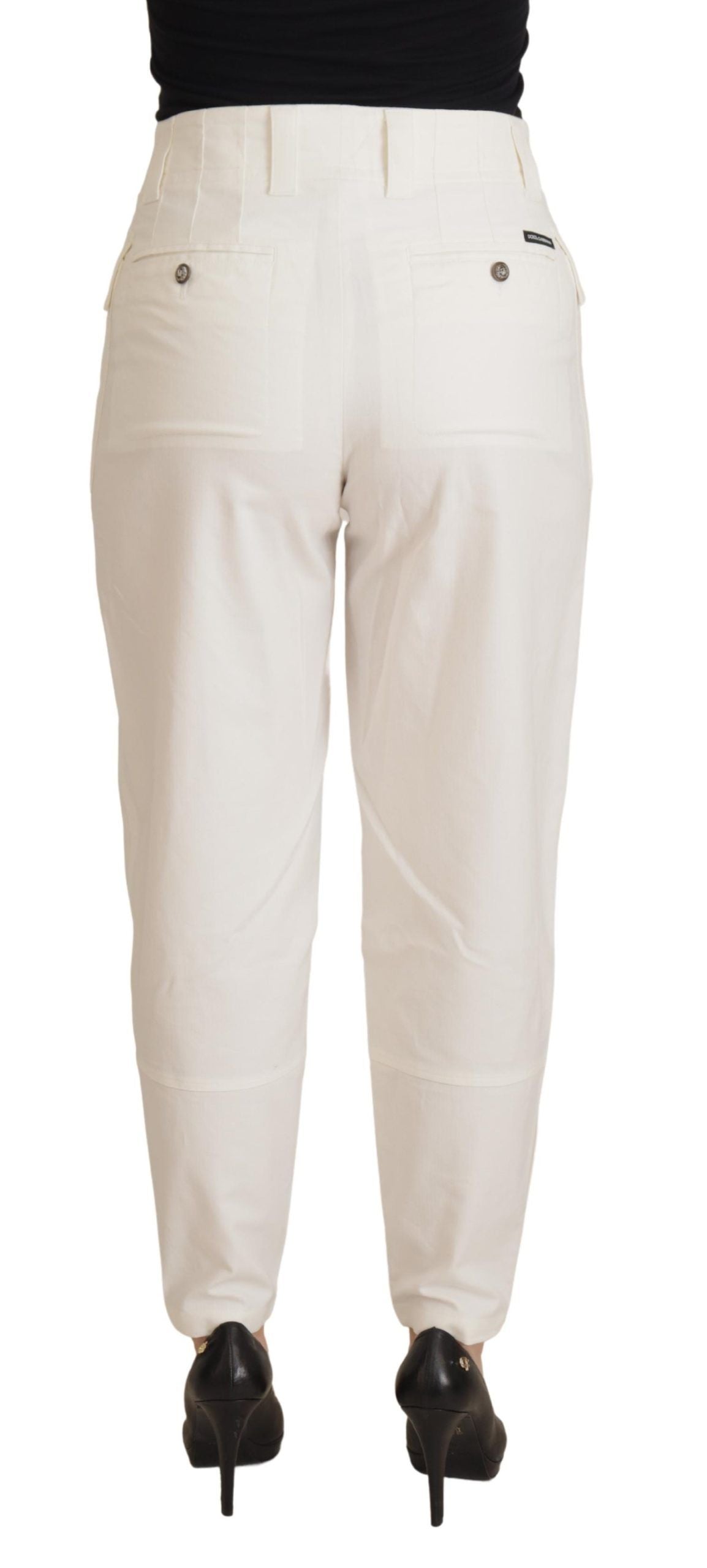  - Elegant White High-Waist Tapered Trousers