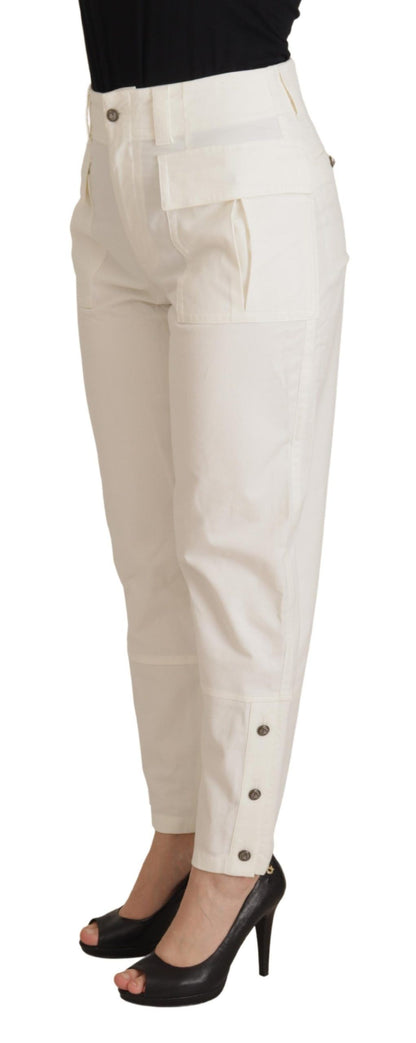  - Elegant White High-Waist Tapered Trousers