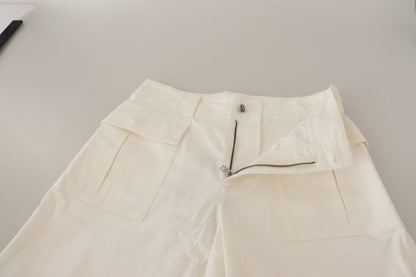  - Elegant White High-Waist Tapered Trousers