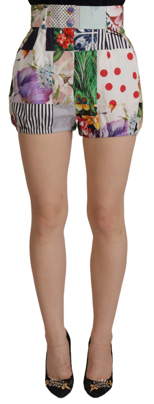  - Patchwork High Waist Designer Shorts