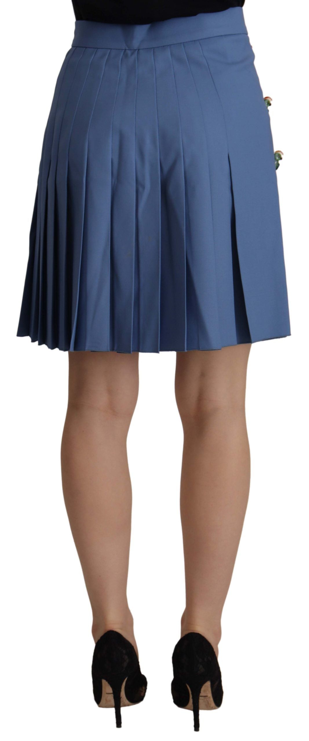  - Elegant Pleated A-Line Mini Skirt with Bird Appliques