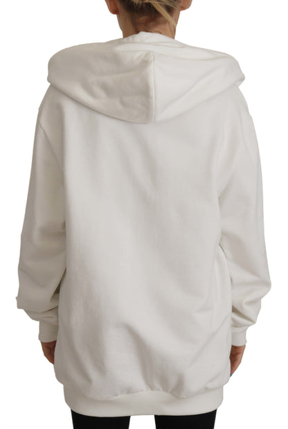  - Chic White Hooded Pullover Sweater