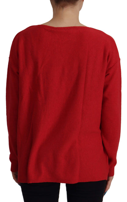  - Elegant Red Wool Blend Knit Sweater