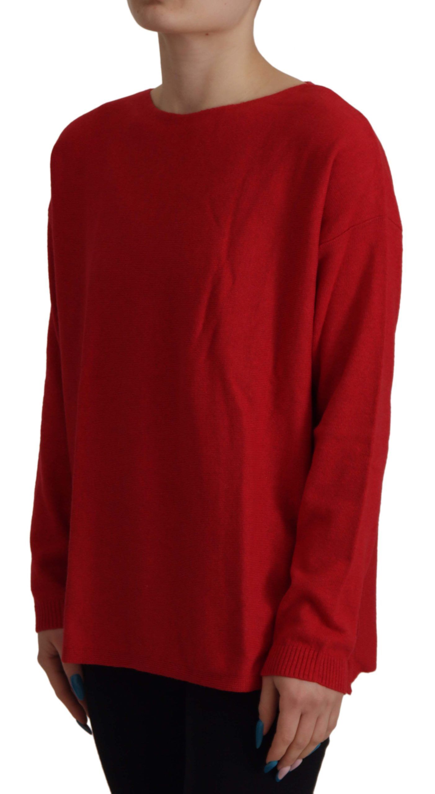  - Elegant Red Wool Blend Knit Sweater