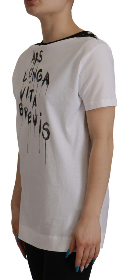  - Elegant Round Neck Slogan Tee