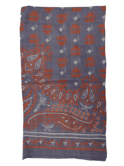  - Stonewash Modal Silk Paisley Print Jacquard Scarf