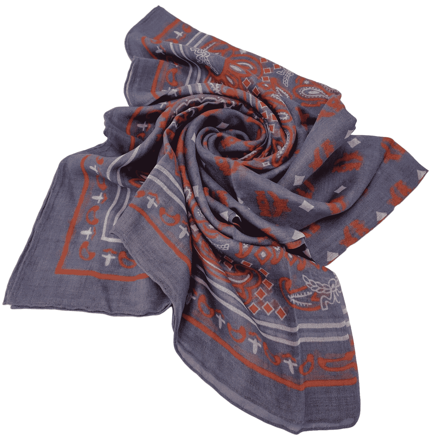  - Stonewash Modal Silk Paisley Print Jacquard Scarf